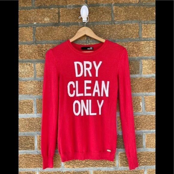 love Moschino red dry clean only sweater small - Picture 1 of 7